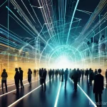 크립토 경제학에서의 네트워크 효과 분석 - A dynamic, abstract illustration depicting the concept of 'network effects' in cryptocurrency. In th...
